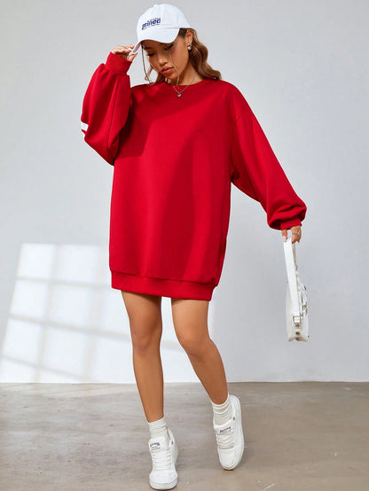 Coolane Dopamine Dressing Letter Graphic Drop Shoulder Sweatshirt Dress