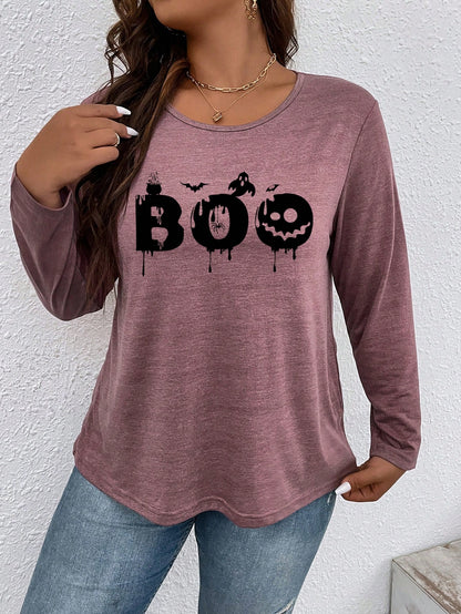 Halloween Print Tee, Boo Halloween T-shirt, Halloween Women T-shirt , Plus Size