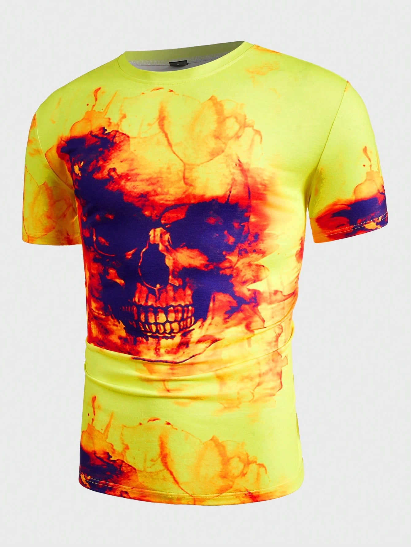 Manfinity LEGND Men Skull Print Tee, Halloween Tshirt, Skull Halloween Menswear