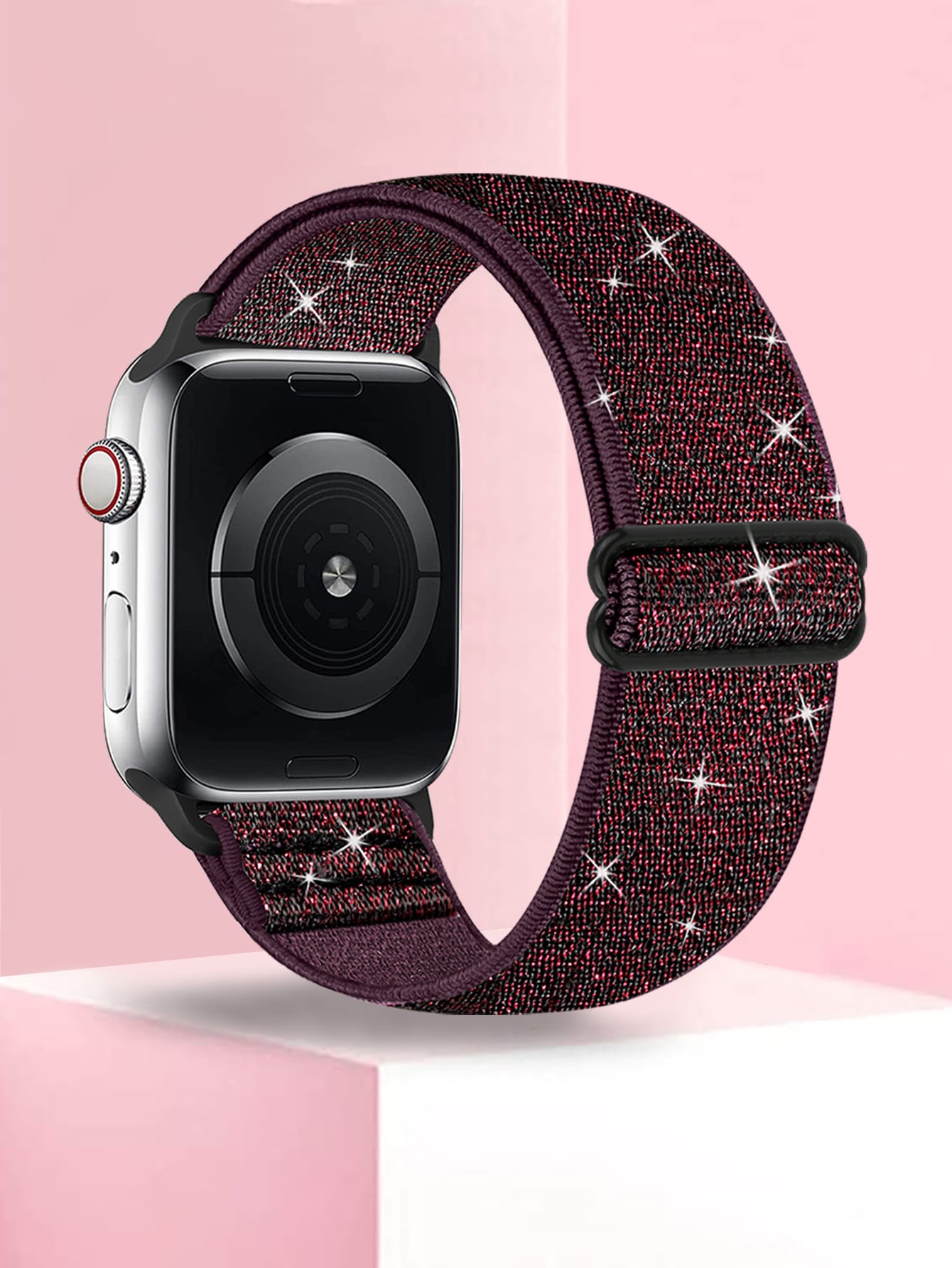 Pink Blingbling Bright Color Smart Watch Band Compatible With Apple, Samsung And Fitbit