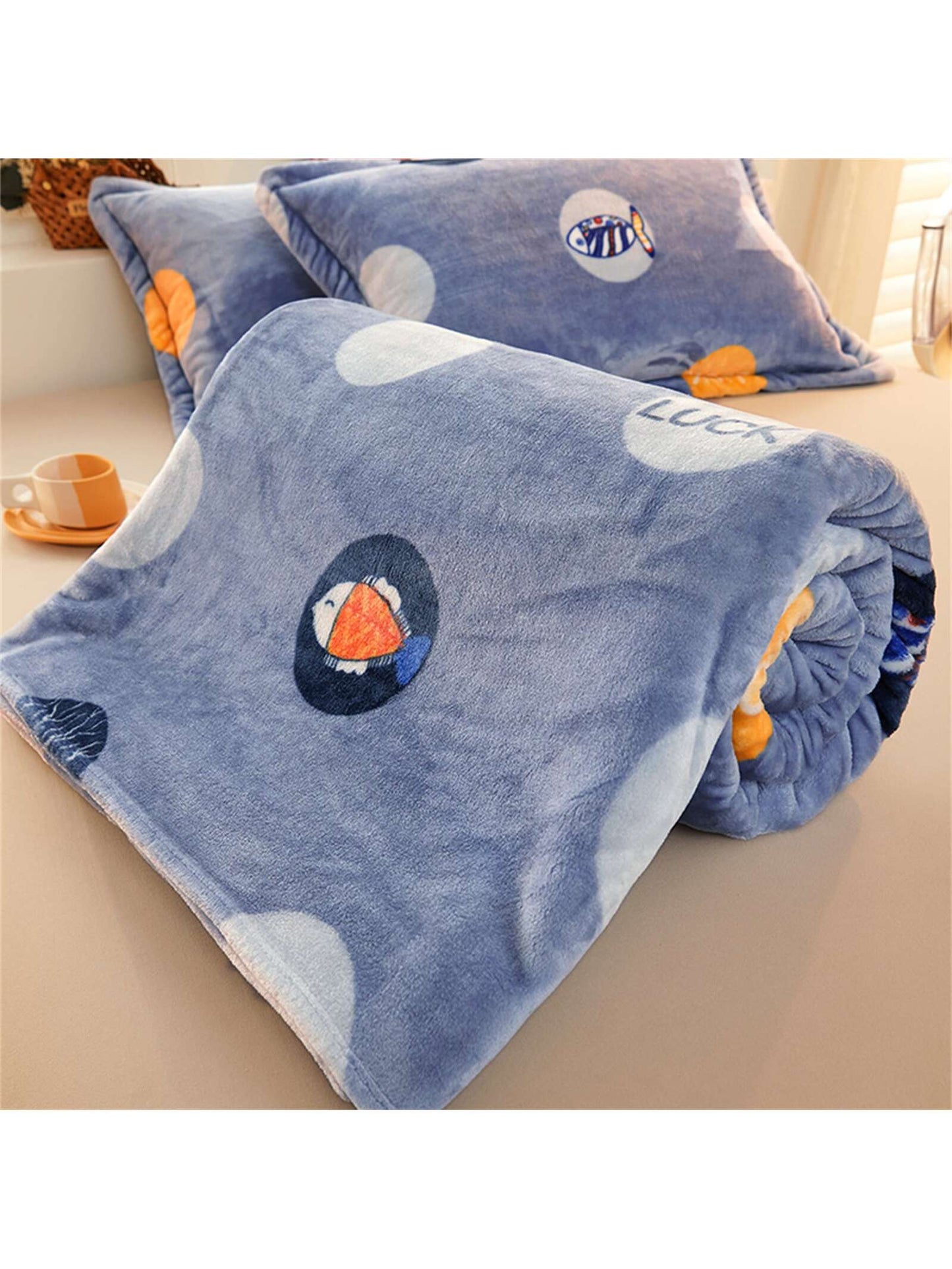 1pc Cartoon Flower Pattern Blanket, Pink Fabric Sleeping Blanket For Home