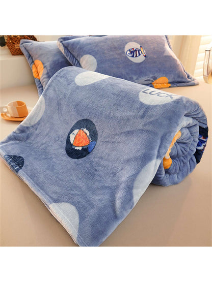 1pc Cartoon Flower Pattern Blanket, Pink Fabric Sleeping Blanket For Home