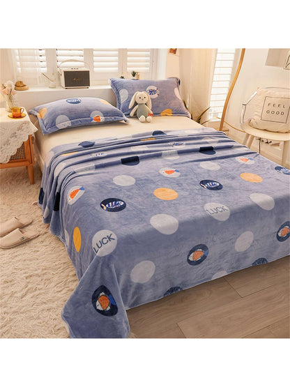 1pc Cartoon Flower Pattern Blanket, Pink Fabric Sleeping Blanket For Home