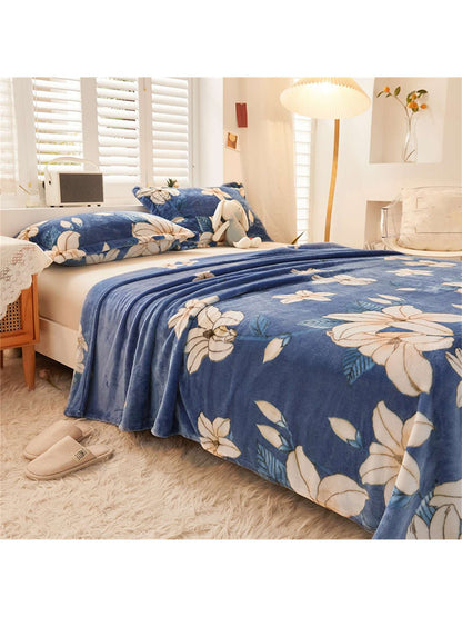 1pc Cartoon Flower Pattern Blanket, Pink Fabric Sleeping Blanket For Home