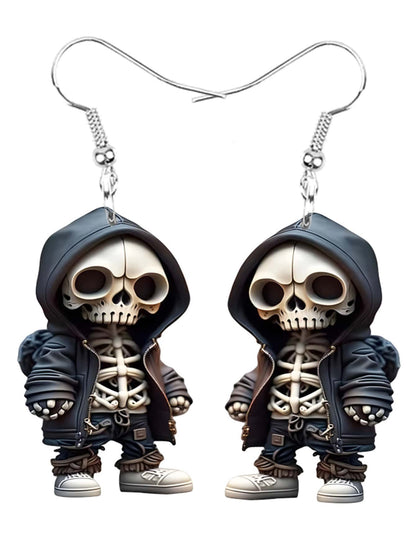 1pair Creative Skull Pendant Earrings For Women As Versatile Fashion Accessory Ideal As Gift For Festival Party, Halloween earrings