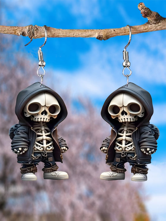 1pair Creative Skull Pendant Earrings For Women As Versatile Fashion Accessory Ideal As Gift For Festival Party, Halloween earrings