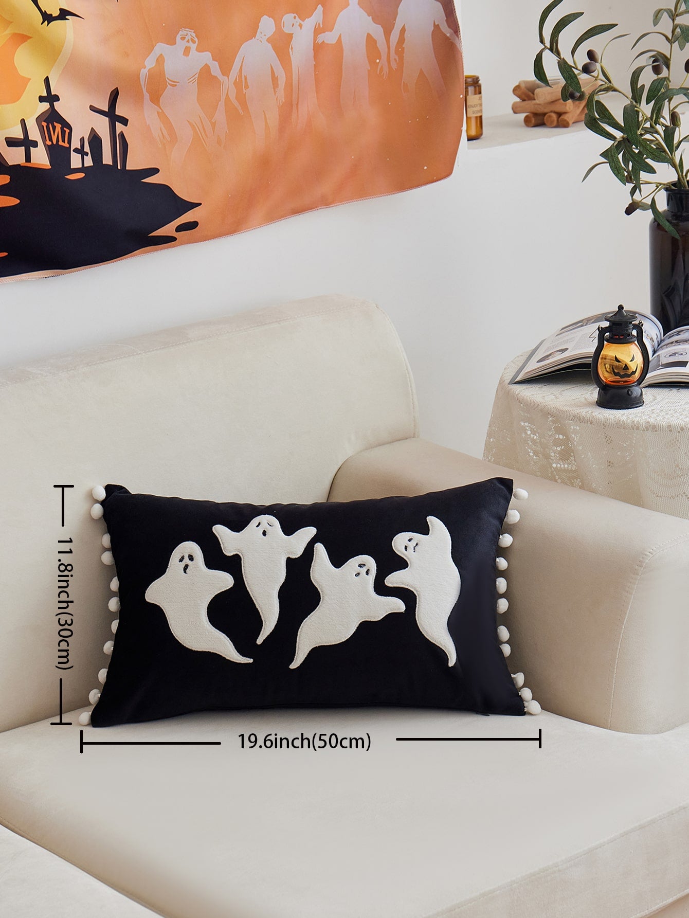 1pc Halloween Ghost Embroidery Pillowcase