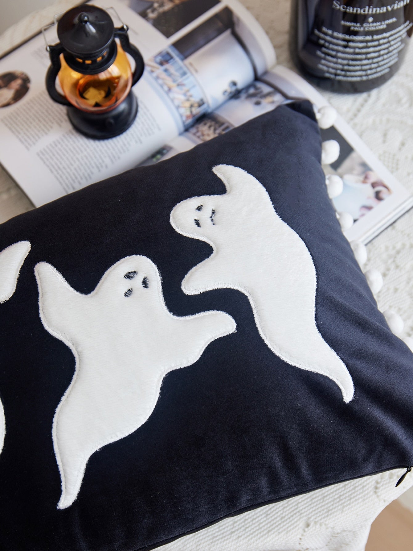 1pc Halloween Ghost Embroidery Pillowcase