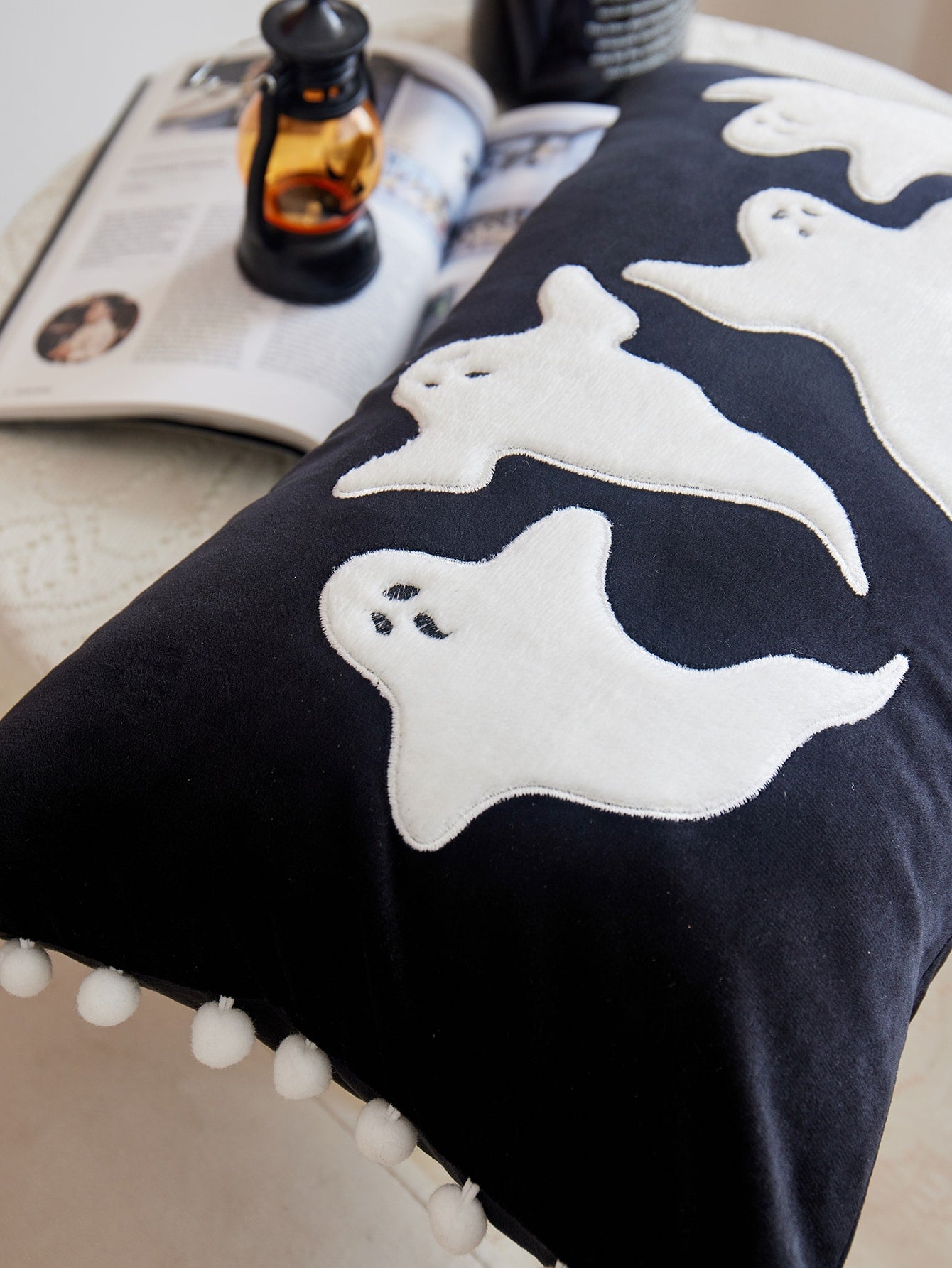 1pc Halloween Ghost Embroidery Pillowcase