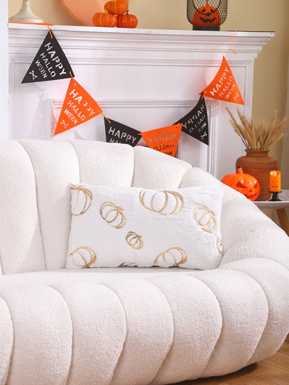 1pc Gold Sequin Embroidered Halloween Pumpkin Pillow Cover