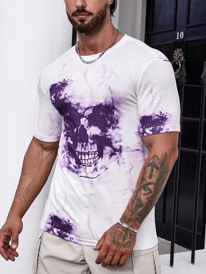 Manfinity LEGND Men Skull Print Tee, Halloween Tshirt, Skull Halloween Menswear