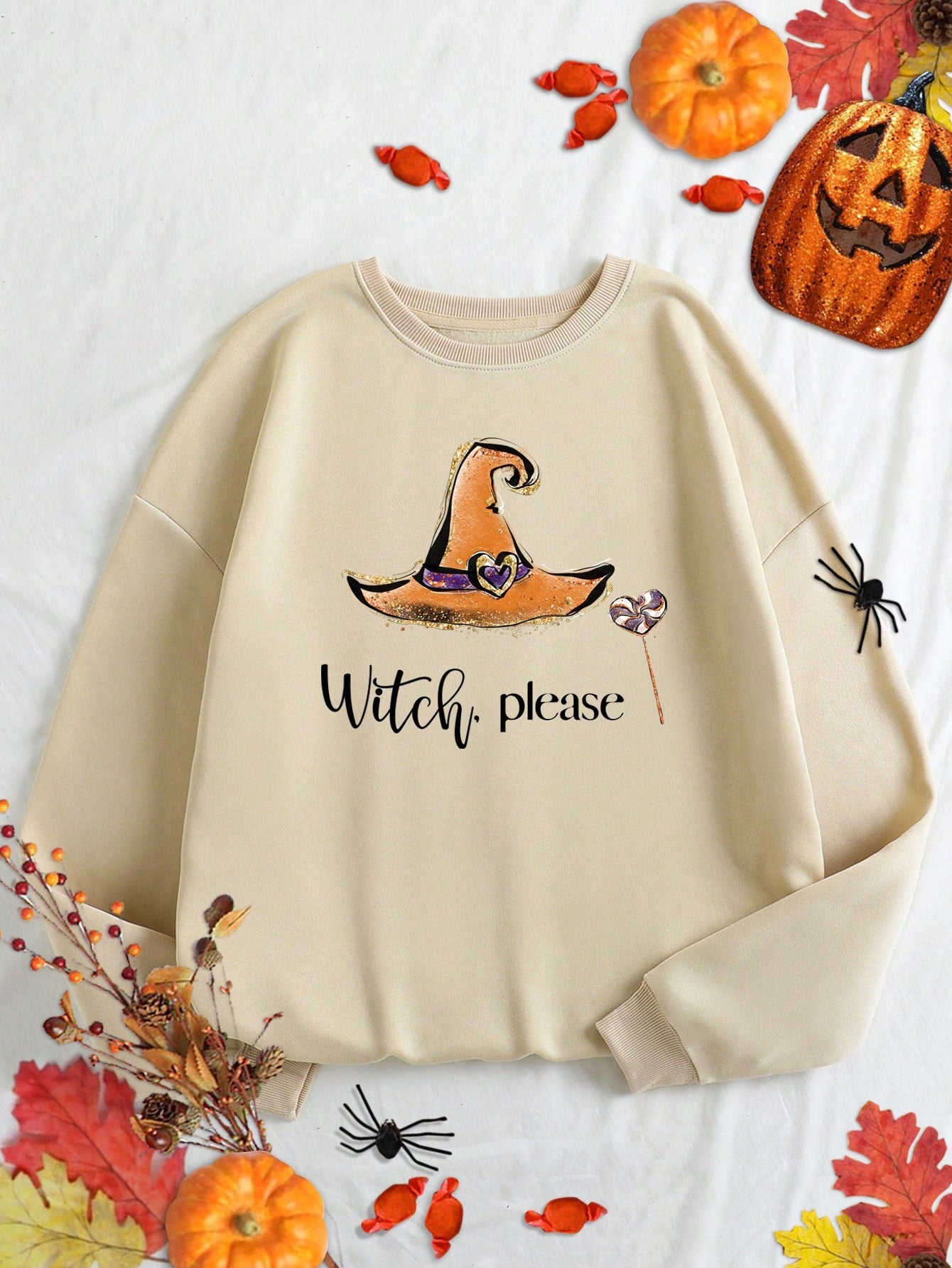 Halloween Print Drop Shoulder Sweatshirt, Halloween wear, Halloween T-shirt