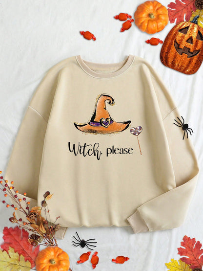 Halloween Print Drop Shoulder Sweatshirt, Halloween wear, Halloween T-shirt