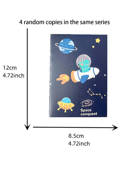 4pcs/set Cartoon Astronaut Themed Cute Notebooks, Portable Mini Pocket Diary For Stationery Gift