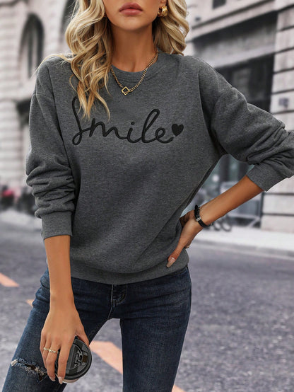 LUNE Letter Graphic Drop Shoulder Sweatshirt