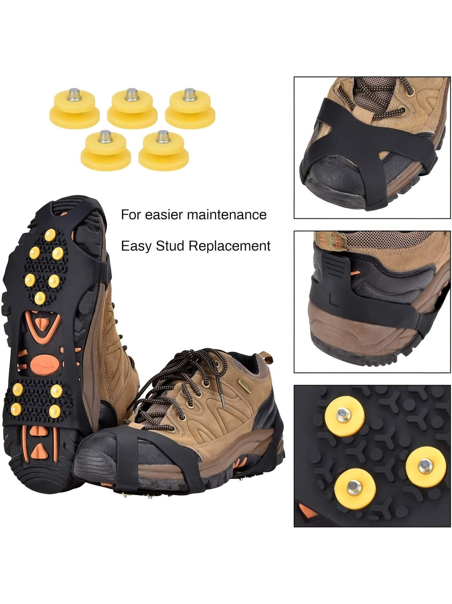 1pair Ice Cleats, Outdoor Traction Cleats, Zinc Alloy 10 Teeth Anti-slip for Boots Shoes for Hiking Climbing