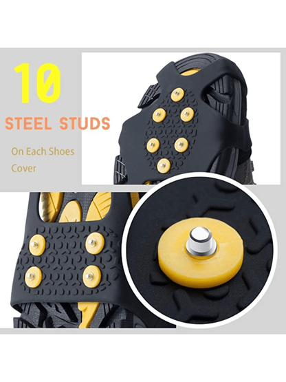 1pair Ice Cleats, Outdoor Traction Cleats, Zinc Alloy 10 Teeth Anti-slip for Boots Shoes for Hiking Climbing