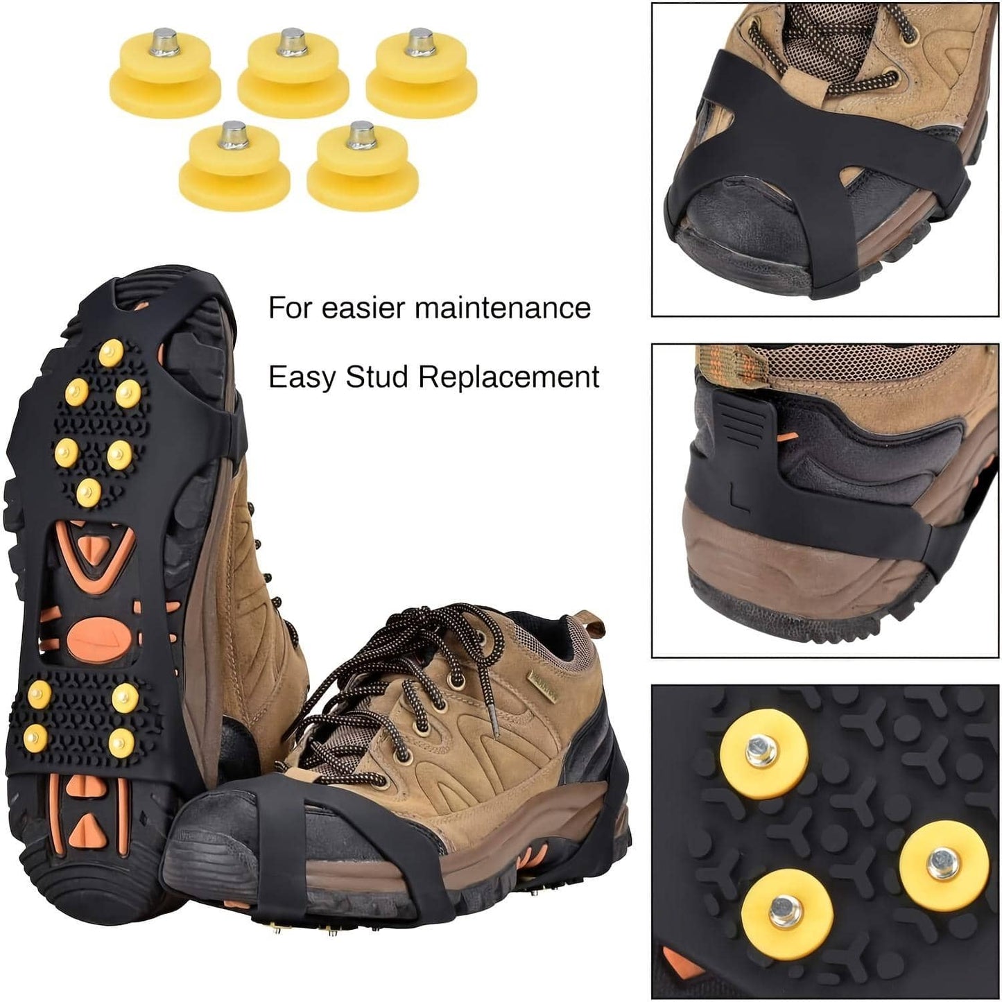 1pair Ice Cleats, Outdoor Traction Cleats, Zinc Alloy 10 Teeth Anti-slip for Boots Shoes for Hiking Climbing