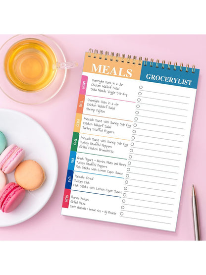 Meal Planner Pad | 5.6x8.5 inch 90 Pages Weekly Meal Planner Notepad for Organized Weekly & Daily Planning