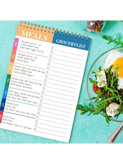 Meal Planner Pad | 5.6x8.5 inch 90 Pages Weekly Meal Planner Notepad for Organized Weekly & Daily Planning