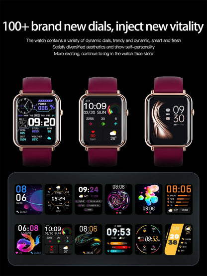 1pc Men Women Purple Silicone Strap Tft1.69 Smart Watch With Multifunctional Square Dial For Heart Rate Monitoring And Sleep Tracking, Compatible With Androids iphone.