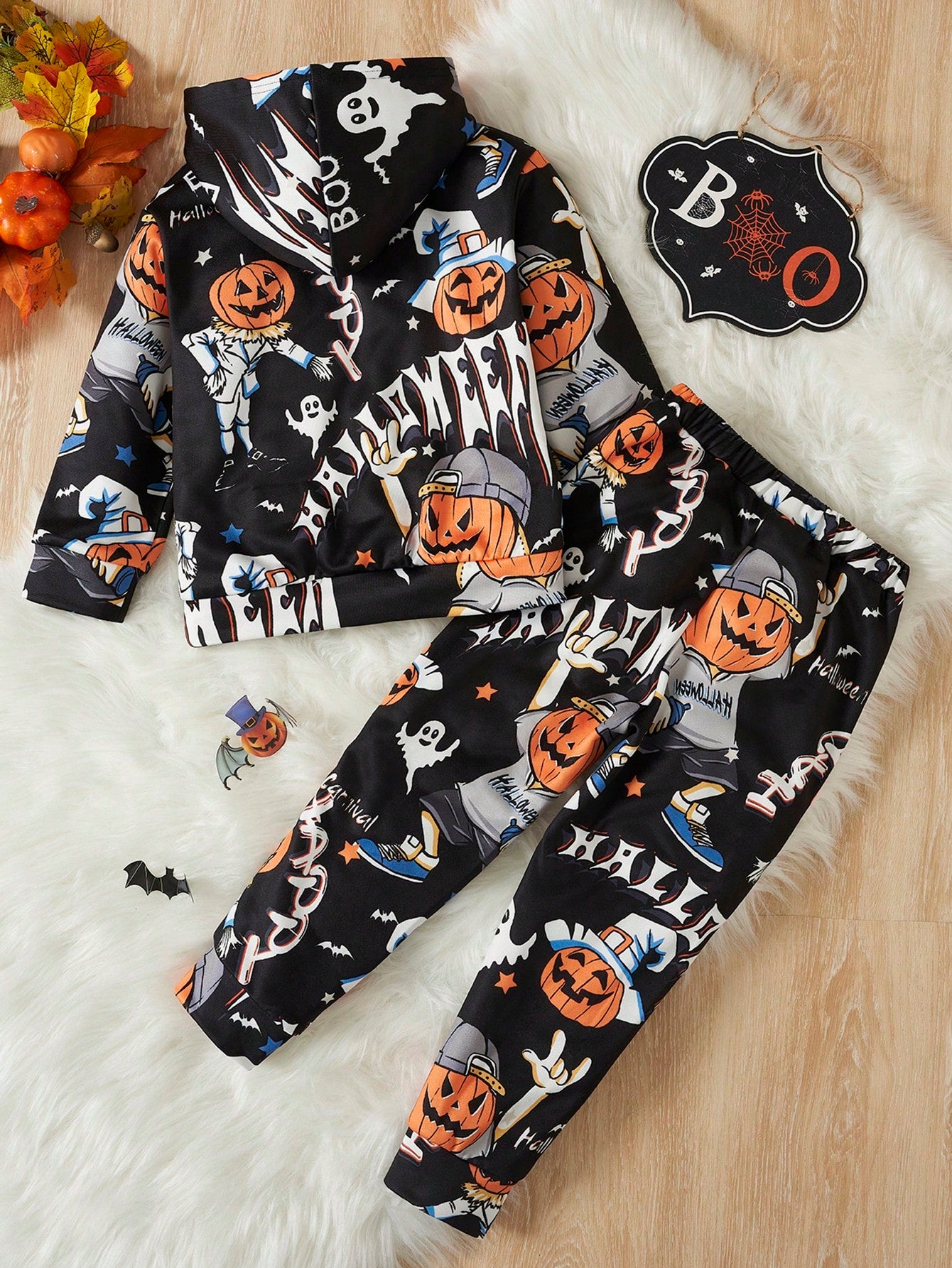 Halloween Print Hoodie Sweatpants, Halloween Kids Toddler  wear