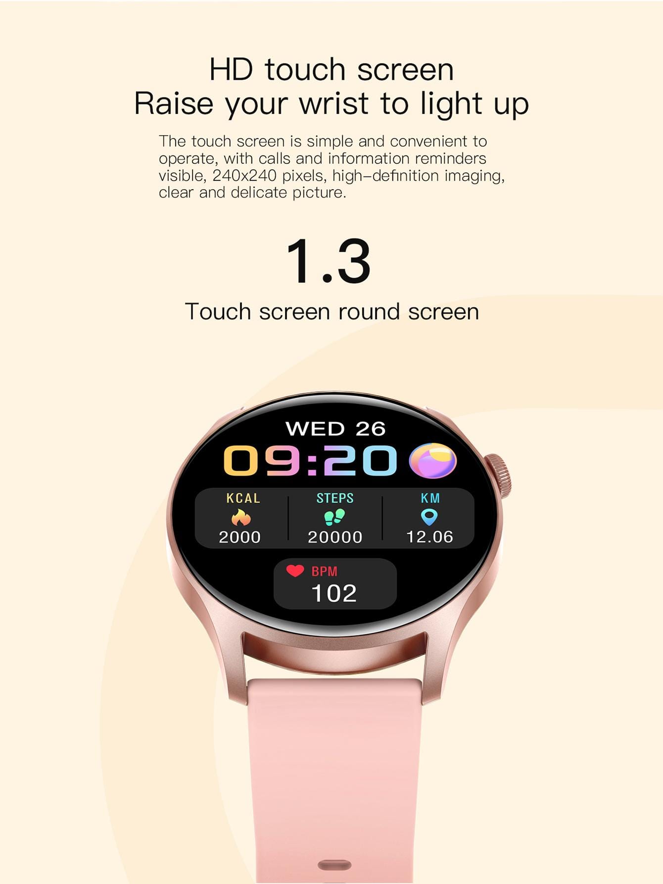 Heart Rate Monitoring Smart Watch & 1pc Watchband