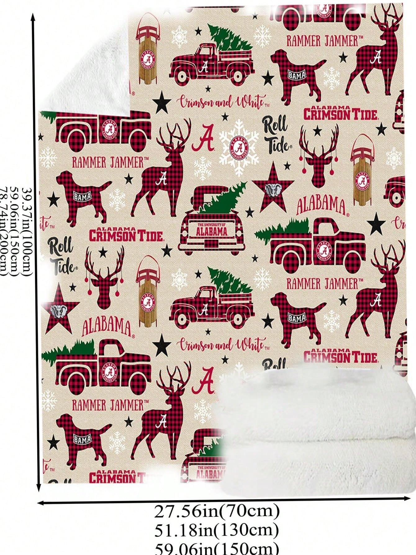 3d Flannel Digital Print Soft Skin-friendly Christmas Reindeer & Car Pattern Multi-functional Blanket