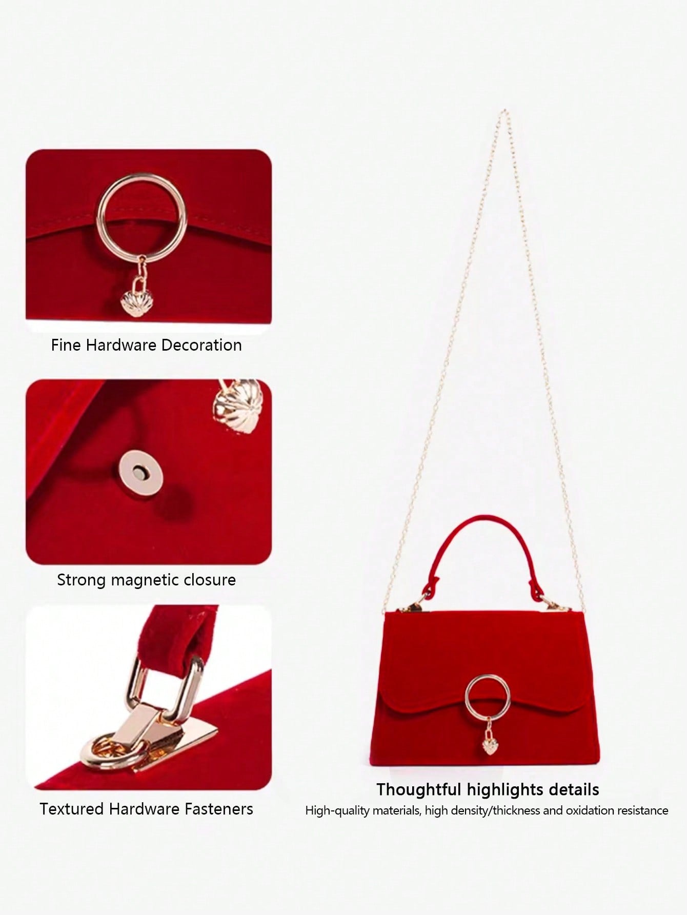 1pc Red Heart Shaped Pendant Decoration Ladies' Crossbody Bag Or Handbag