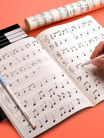 1pc 16k Music Exercise Book With Staves, Notebook And Memo Pad