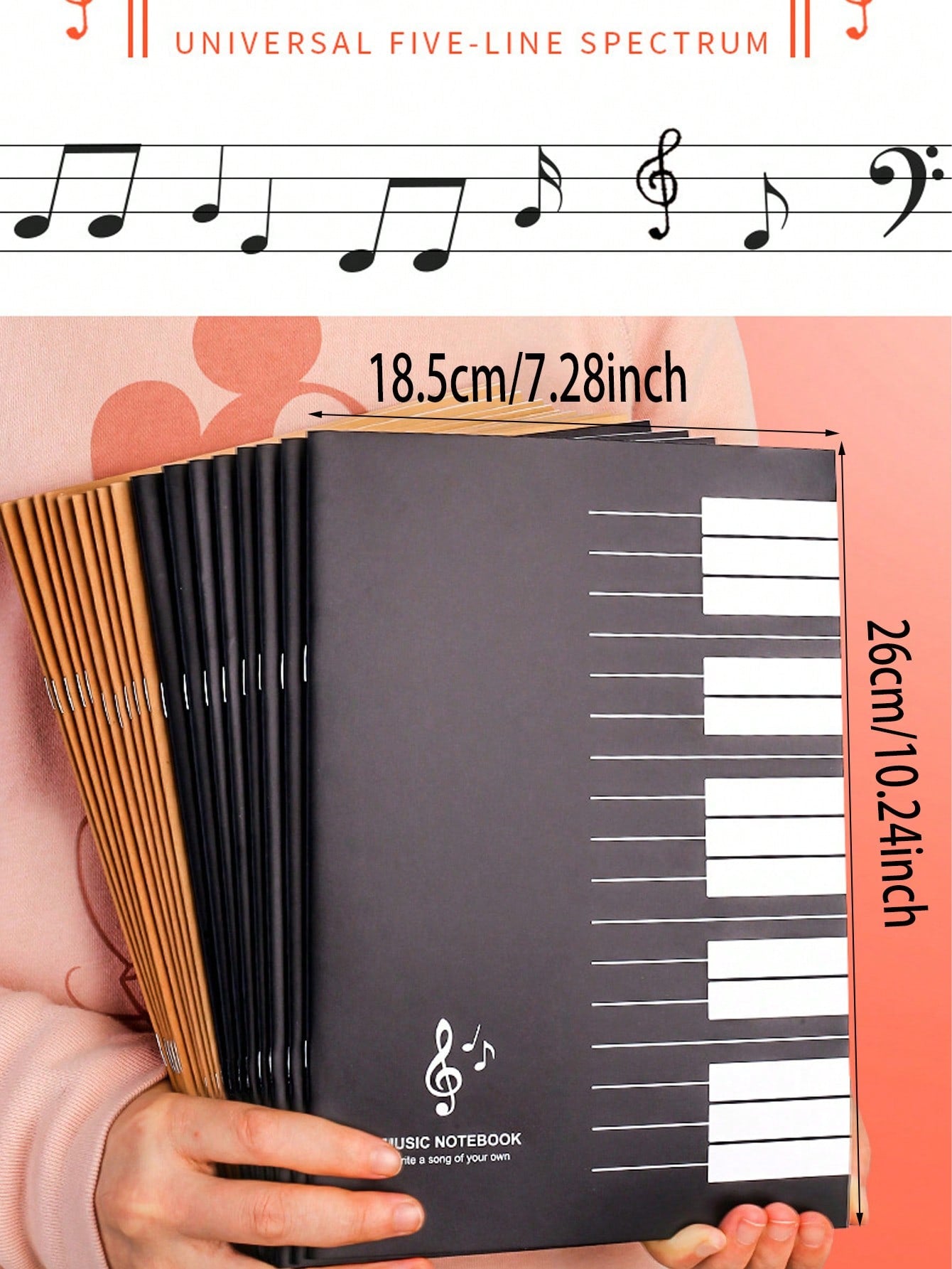 1pc 16k Music Exercise Book With Staves, Notebook And Memo Pad