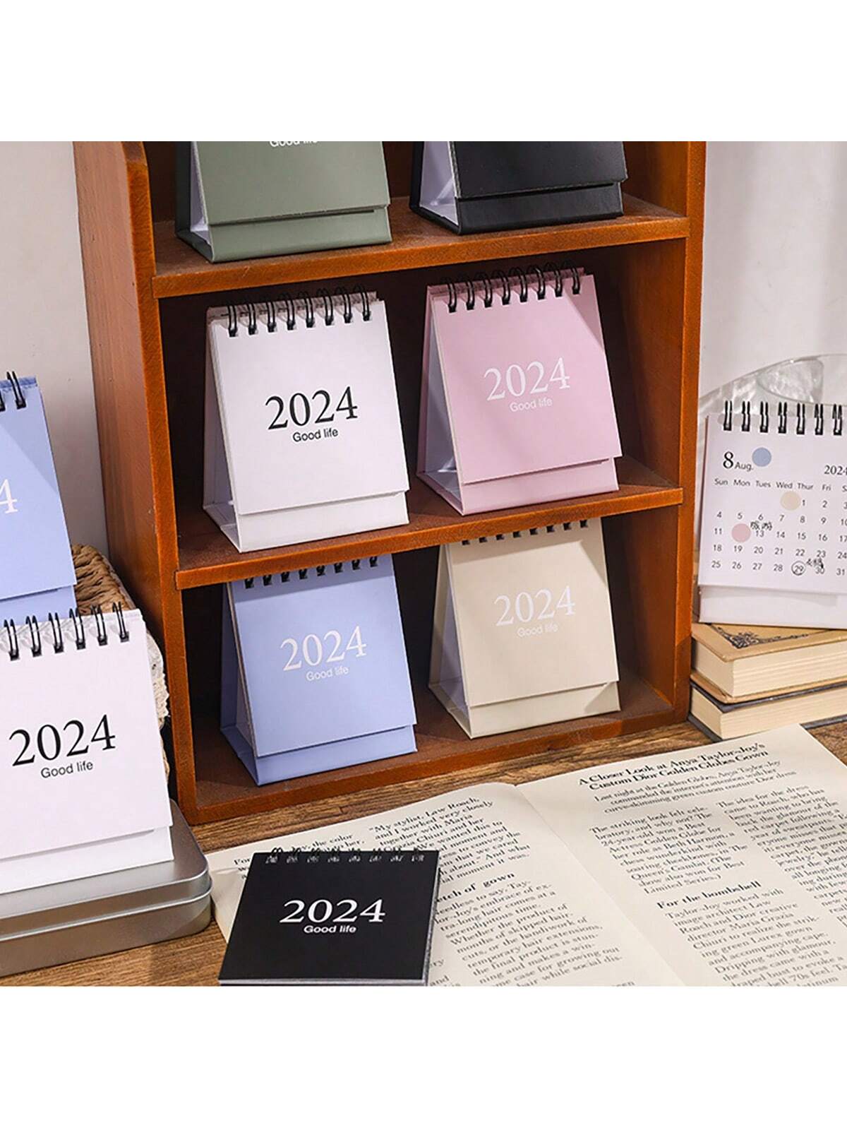 2024 Desk Calendar, Mini Creative Coil Calendar Planner With Thickened Base For Stable Placing, 360° Flip With Metal Double Coils