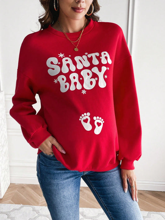 Maternity Letter Graphic Drop Shoulder Sweatshirt