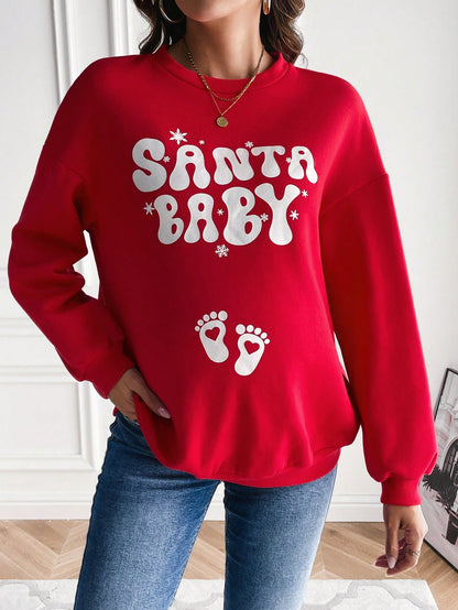 Maternity Letter Graphic Drop Shoulder Sweatshirt