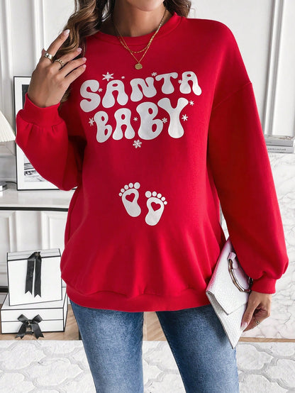 Maternity Letter Graphic Drop Shoulder Sweatshirt