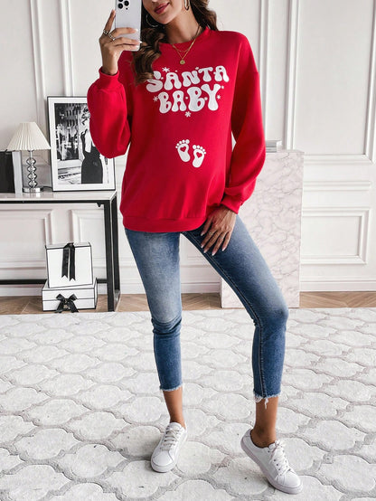 Maternity Letter Graphic Drop Shoulder Sweatshirt