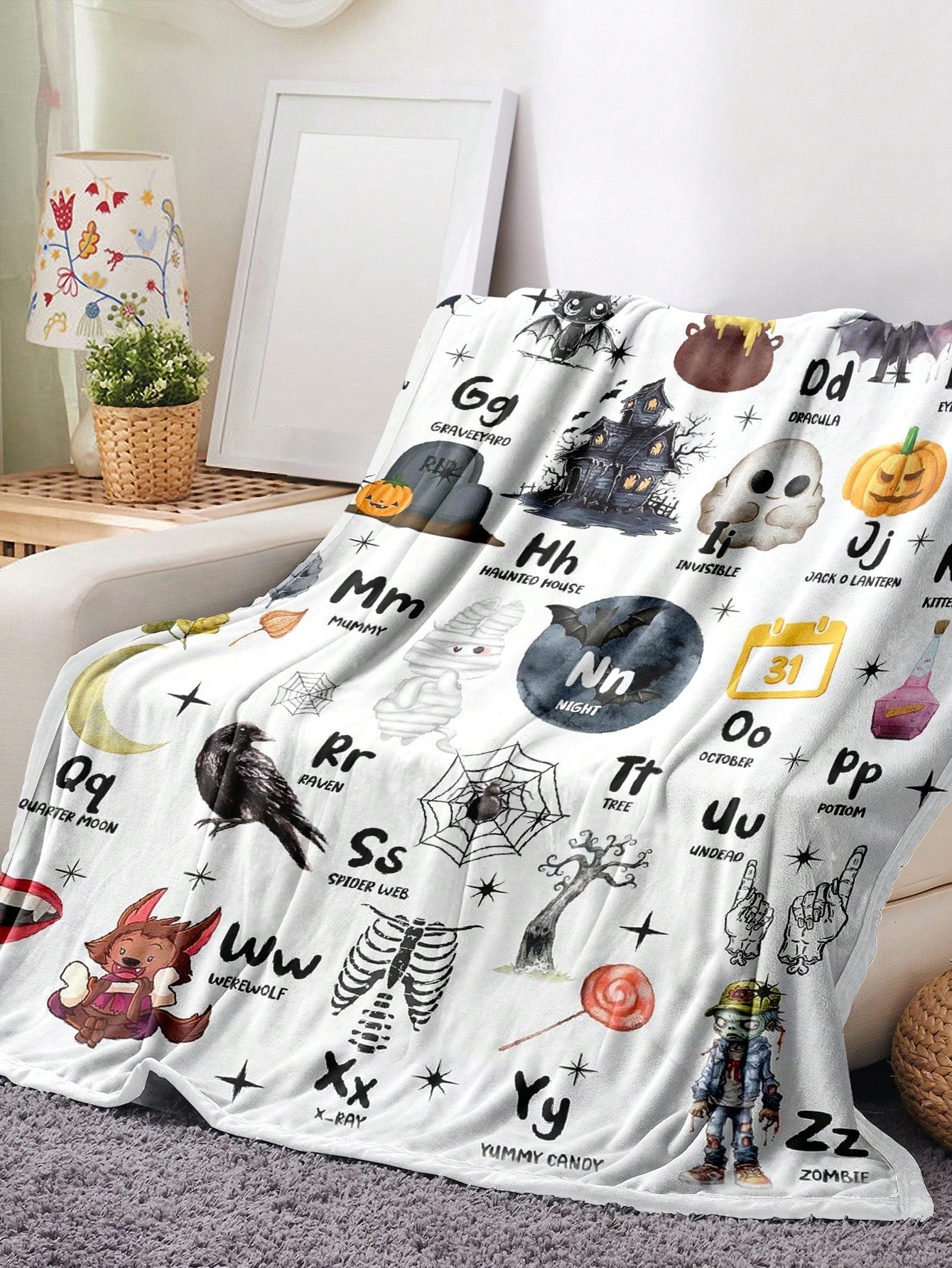 Cute Mushroom Printed Blanket, Comfortable Soft Lightweight Flannel Throw Blanket, Suitable For Bed, Sofa, Travel, Four Season, Pet