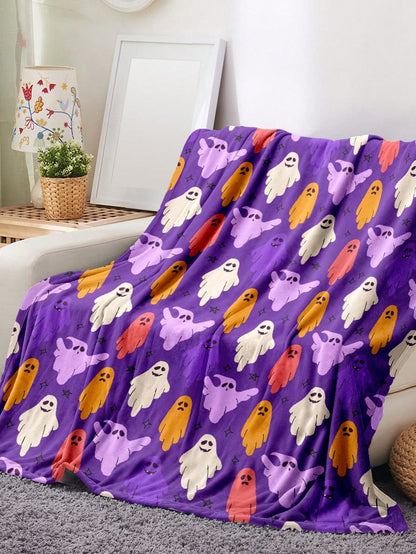 Cute Mushroom Printed Blanket, Comfortable Soft Lightweight Flannel Throw Blanket, Suitable For Bed, Sofa, Travel, Four Season, Pet