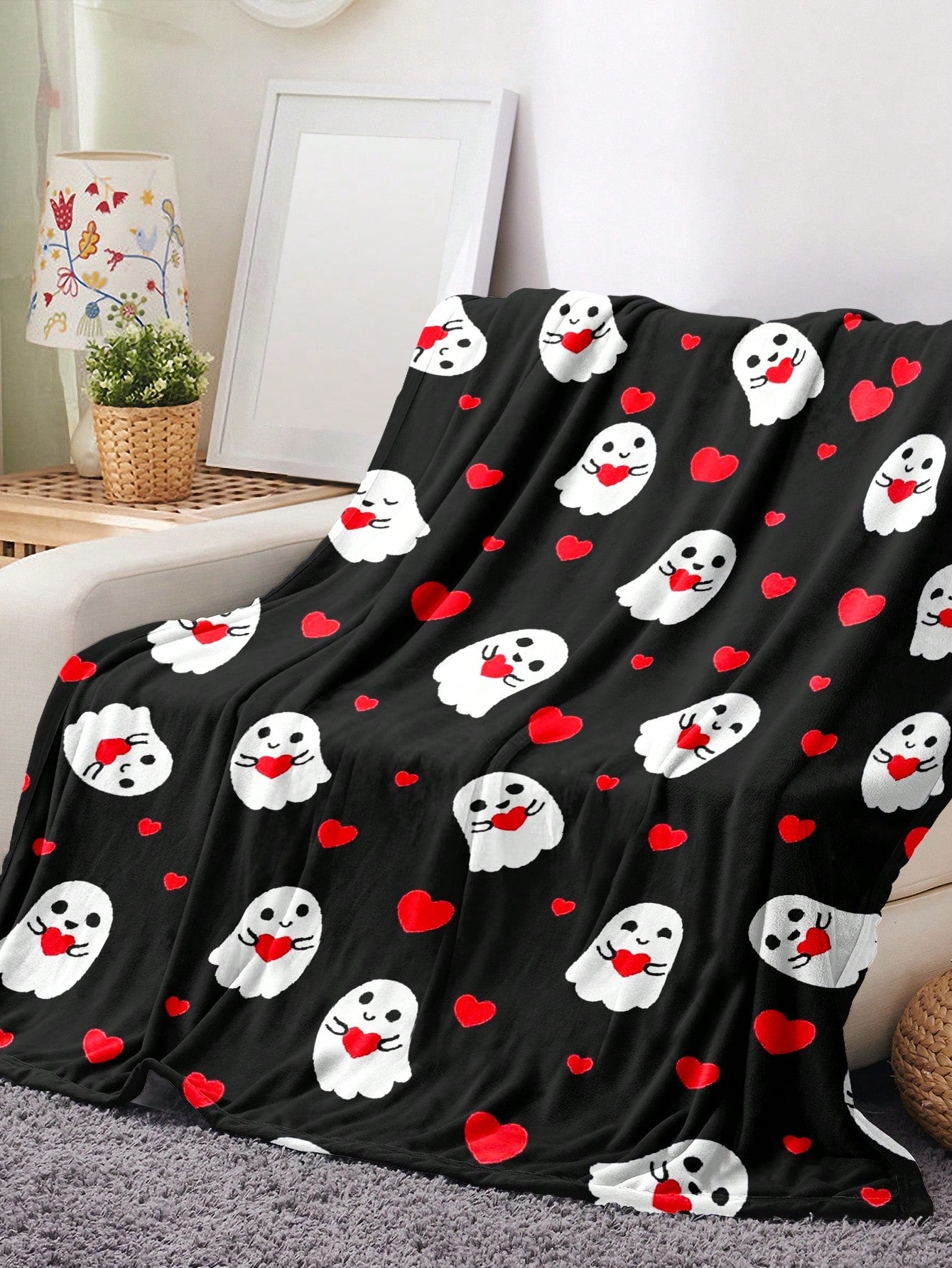 Cute Mushroom Printed Blanket, Comfortable Soft Lightweight Flannel Throw Blanket, Suitable For Bed, Sofa, Travel, Four Season, Pet