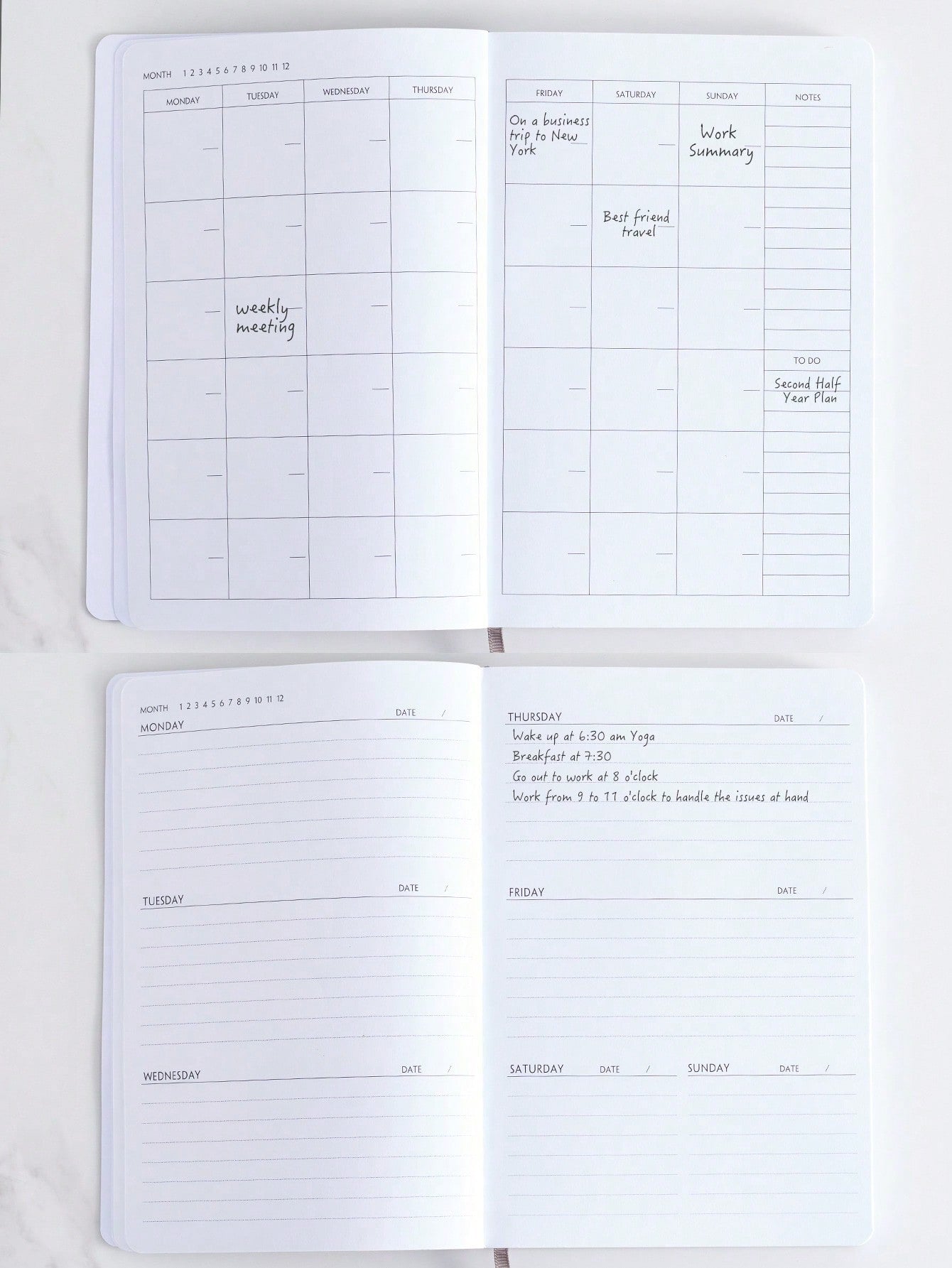 1pc Black A5 Soft Pu Cover 12 Months Fill-in Date Planner With 100 Sheets & 4 Creative Stickers