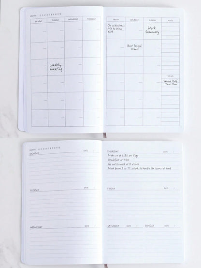 1pc Black A5 Soft Pu Cover 12 Months Fill-in Date Planner With 100 Sheets & 4 Creative Stickers