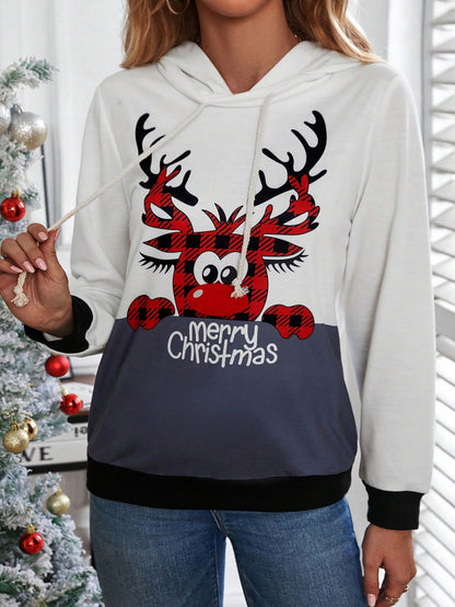 Essnce Christmas Print Drawstring Hoodie