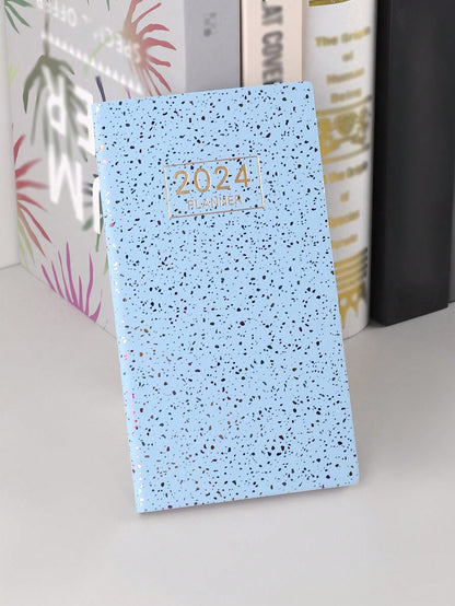 1pc Colorful English Daily Schedule Laser Starlight Design Notebook, Thin Style