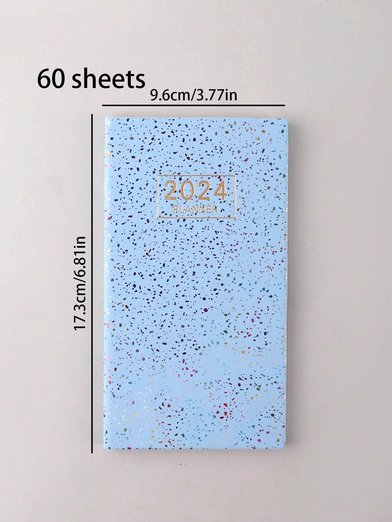 1pc Colorful English Daily Schedule Laser Starlight Design Notebook, Thin Style