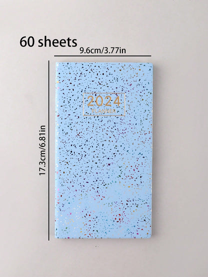 1pc Colorful English Daily Schedule Laser Starlight Design Notebook, Thin Style