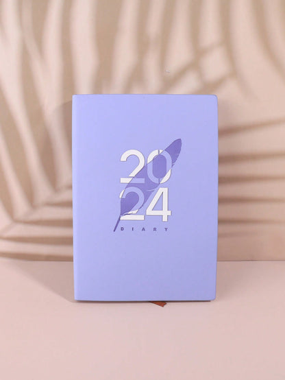 1pc Purple 2024 Time Management Writable Planner Notebook With 150 Sheets