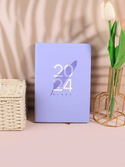 1pc Purple 2024 Time Management Writable Planner Notebook With 150 Sheets