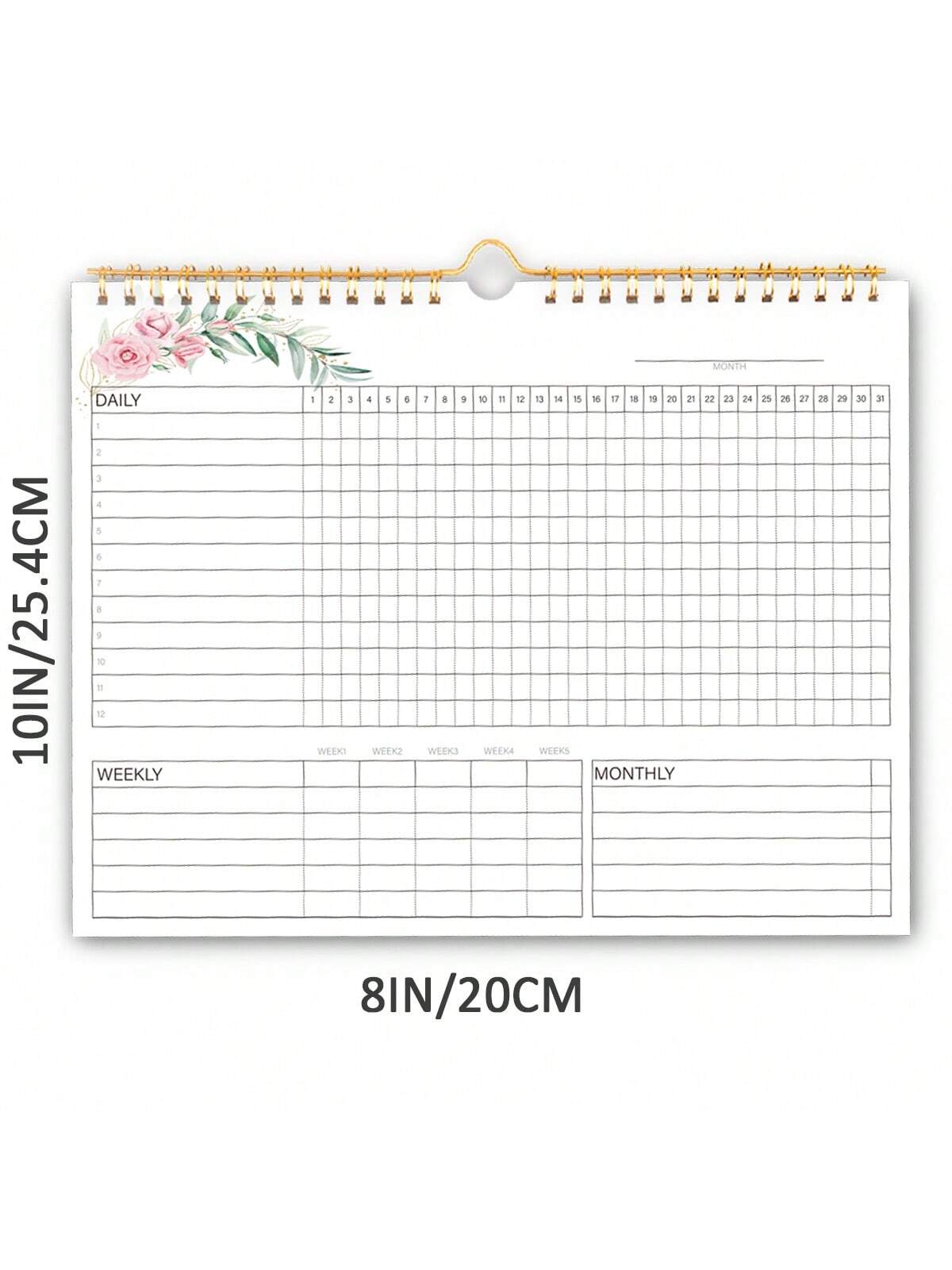 Habit Tracker Calendar Spiral Binding Habit Journal with 12 Different Plant Pages, Undated Daily Weekly Monthly Habit Tracker to Boost Productivity, 10*8 Inches, 12 Sheets