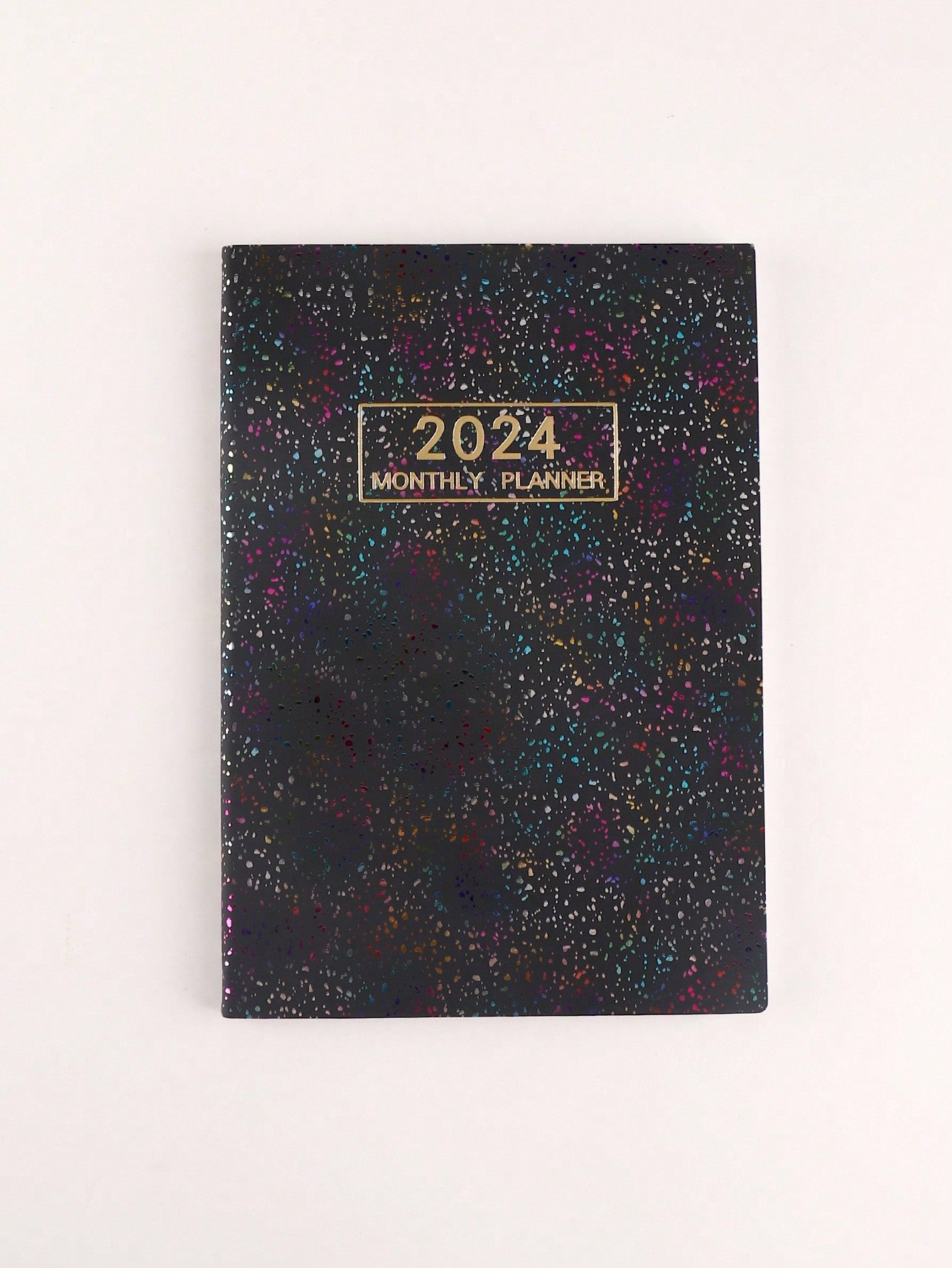 1pc Colorful English Daily Schedule Laser Starlight Design Notebook, Thin Style