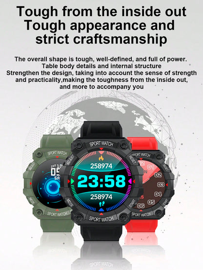 Compatible With Android & Ios Systems. Multifunctional Smartwatch With Touch Screen, Silicone Strap, Multiple Sports Modes, Camera Control, Social Media Notifications, Heart Rate & Sleep Monitor.